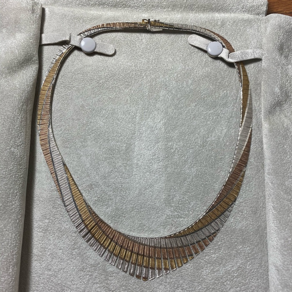 Tri- sterling silver necklace
